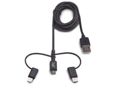 KABEL USB 3 V 1 LIGHTNING + MICRO-USB + USB-C